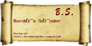 Bordás Sándor névjegykártya